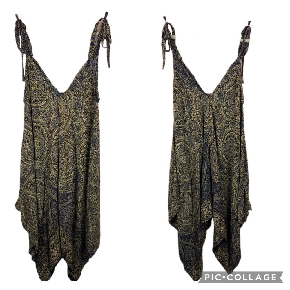 Harem Overall Tank Festival Romper Blue and Yellow